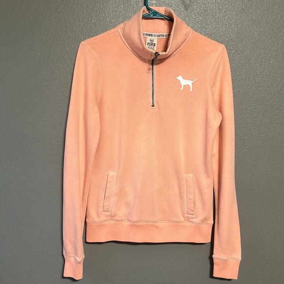PINK Victoria’s Secret Size XS like New Peach Colored Zip Pull Over - Picture 6 of 10